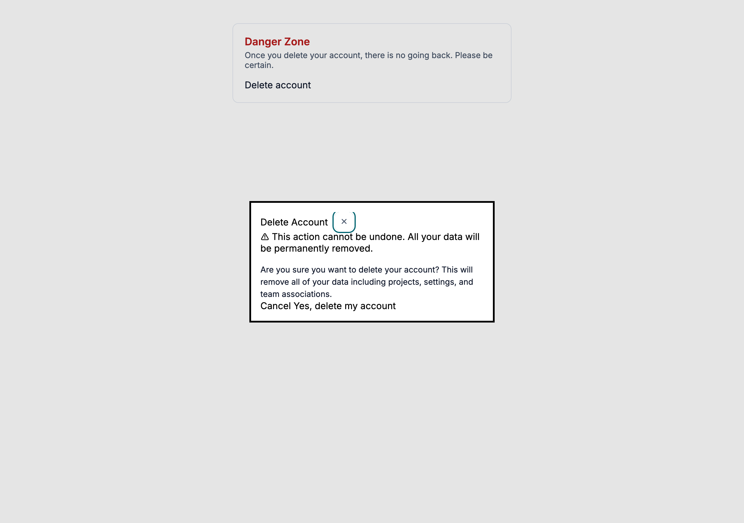 Confirmation Dialog in Angular, light mode