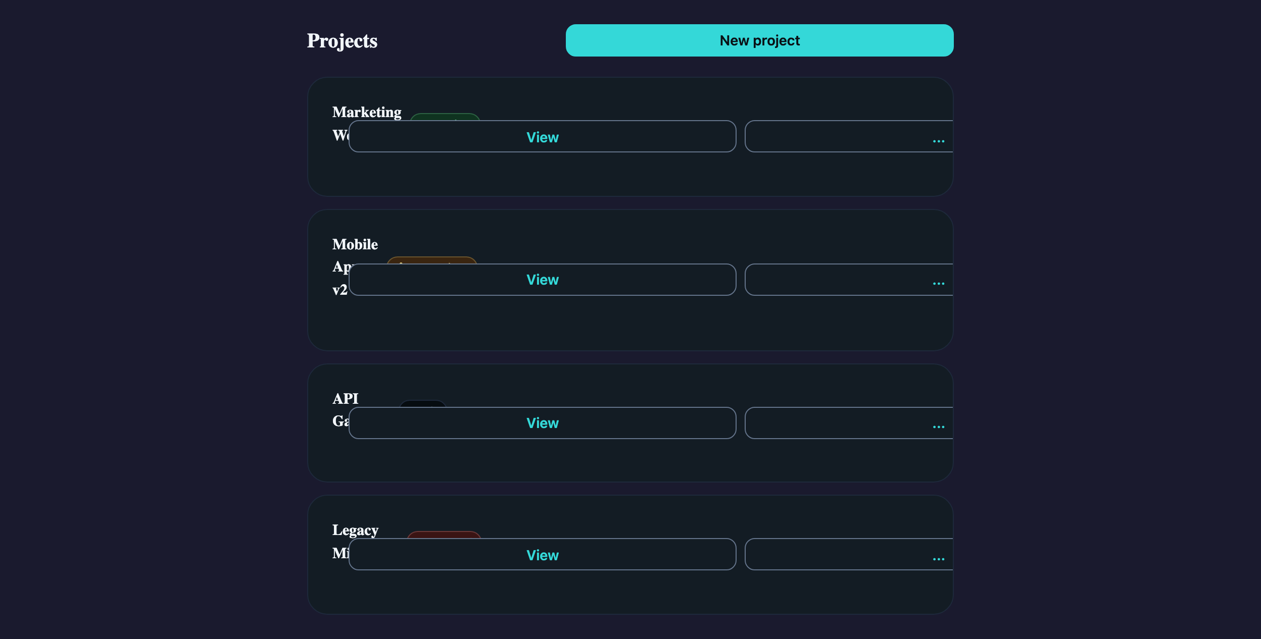 Data List with Actions in Vue, dark mode