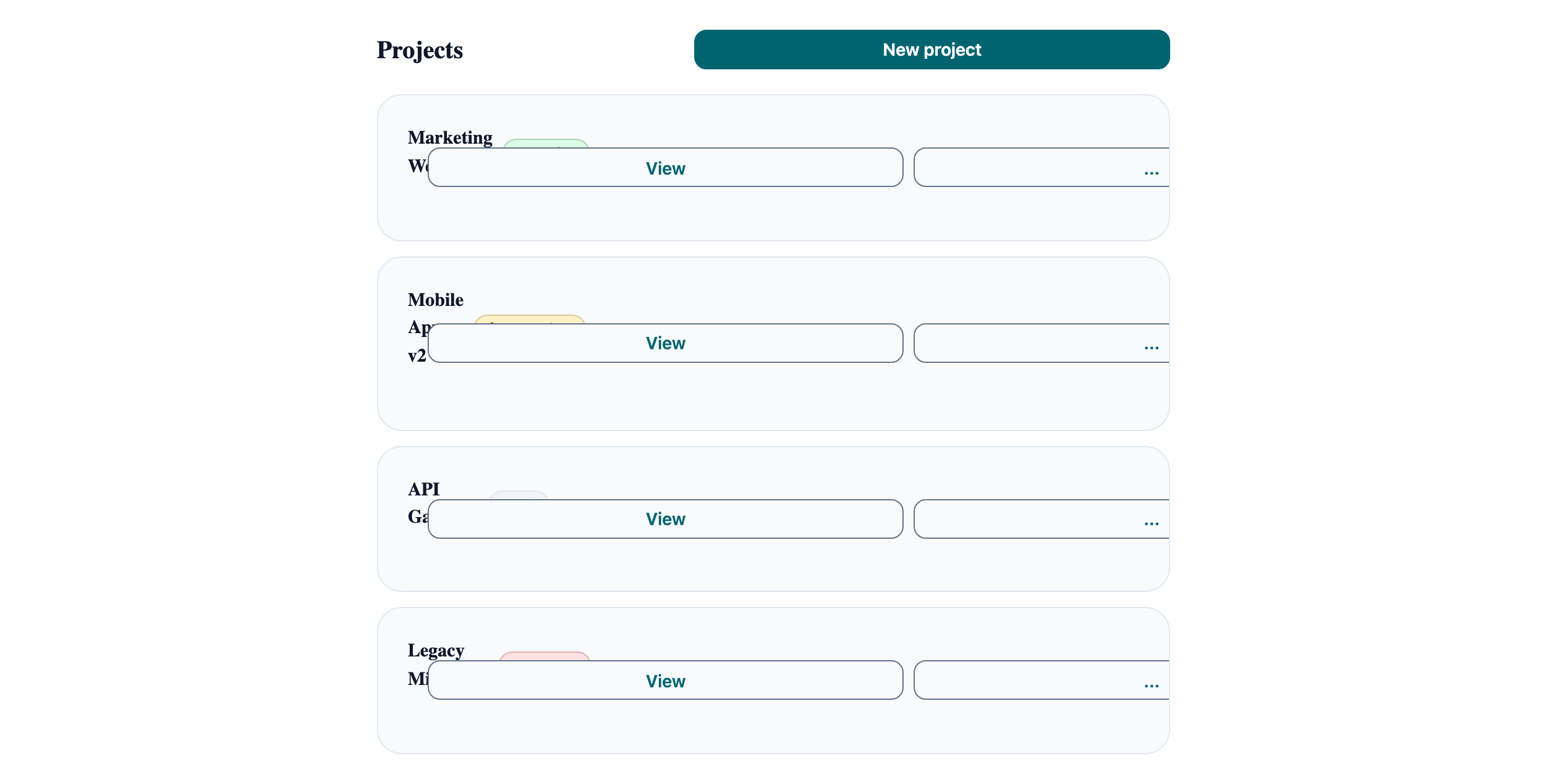 Data List with Actions in Vue, light mode