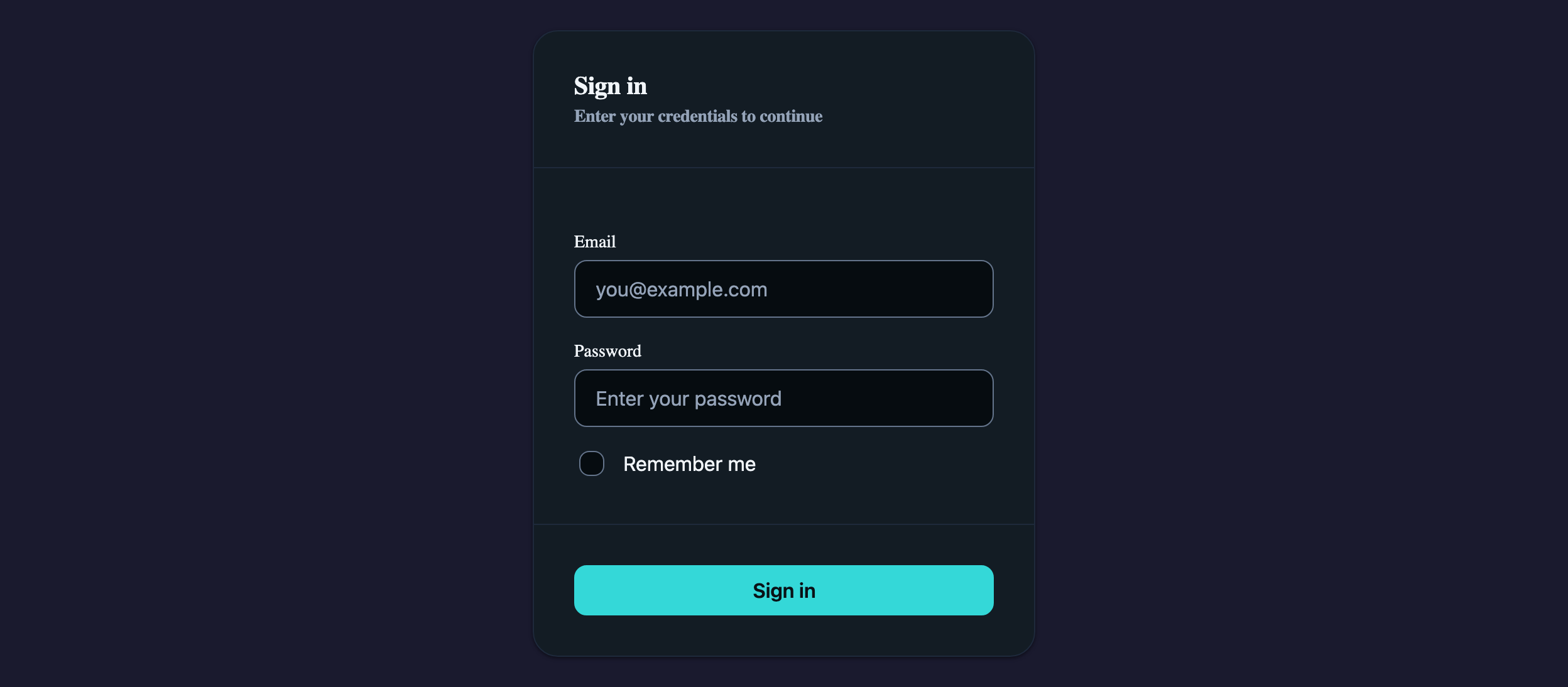 Login Form in Vue, dark mode
