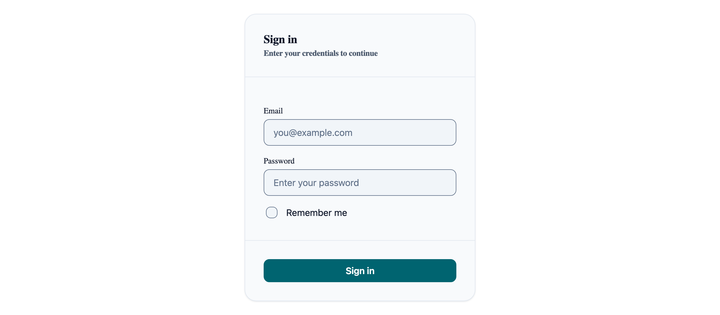 Login Form in Vue, light mode