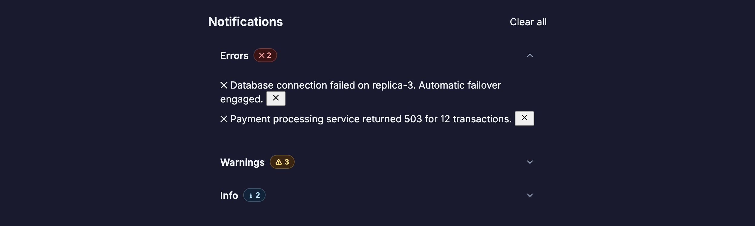 Notification Center in Angular, dark mode